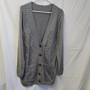 Gray Women's Sweater with Button Detail